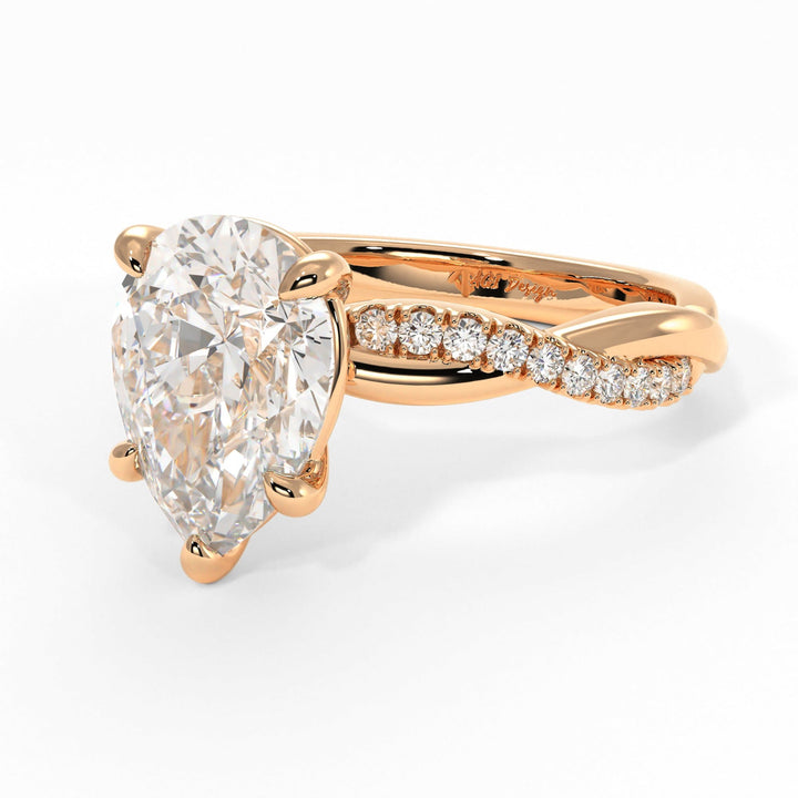 AGIDesignShop Claudia Pear Shape Moissanite Twisted  Engagement Ring