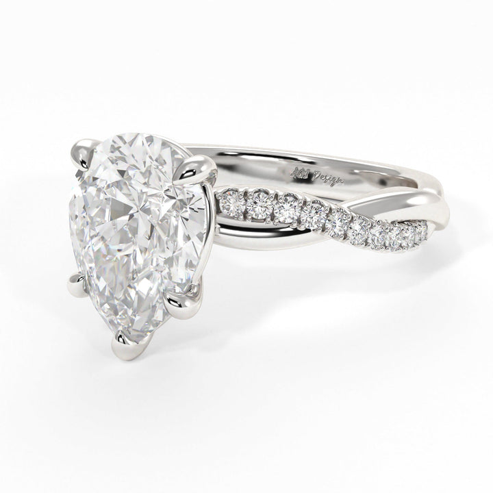 AGIDesignShop Claudia Pear Shape Moissanite Twisted  Engagement Ring