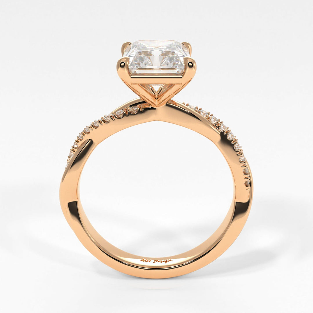 AGIDesignShop Claudia Radiant/Emerald Moissanite  Engagement Ring