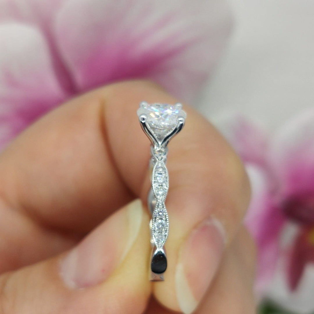 AGIDesignShop Dana Round Moissanite Engagement Ring