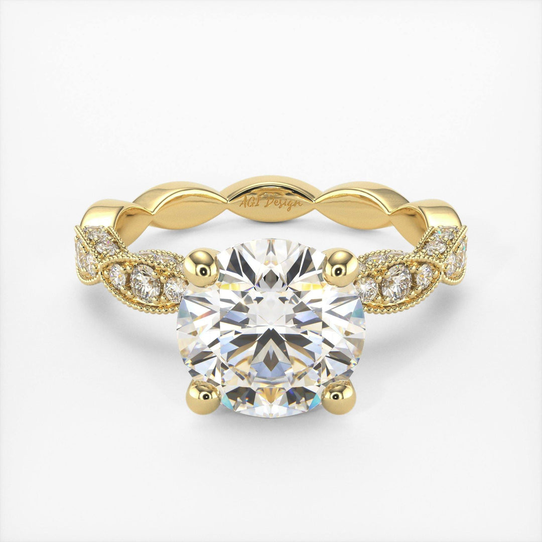 AGIDesignShop Dana Round Moissanite Engagement Ring