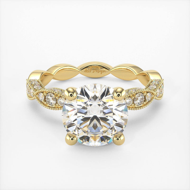 AGIDesignShop Dana Round Moissanite Engagement Ring