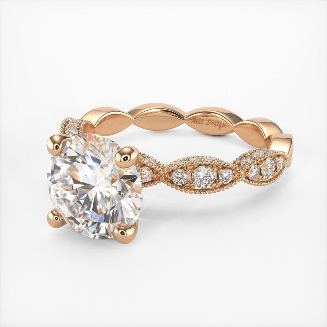 AGIDesignShop Dana Round Moissanite Engagement Ring