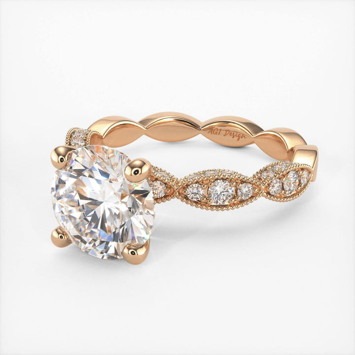 AGIDesignShop Dana Round Moissanite Engagement Ring