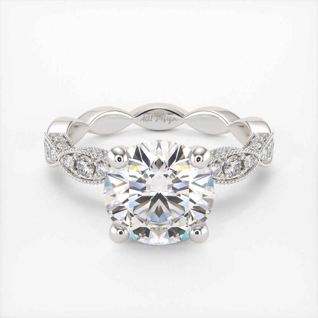 AGIDesignShop Dana Round Moissanite Engagement Ring