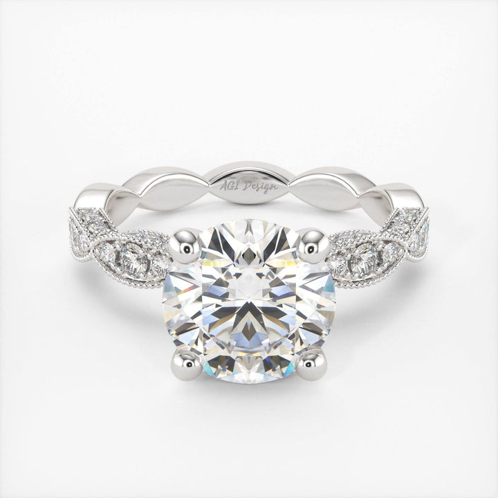 AGIDesignShop Dana Round Moissanite Engagement Ring