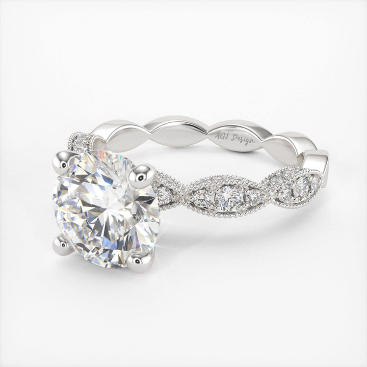 AGIDesignShop Dana Round Moissanite Engagement Ring