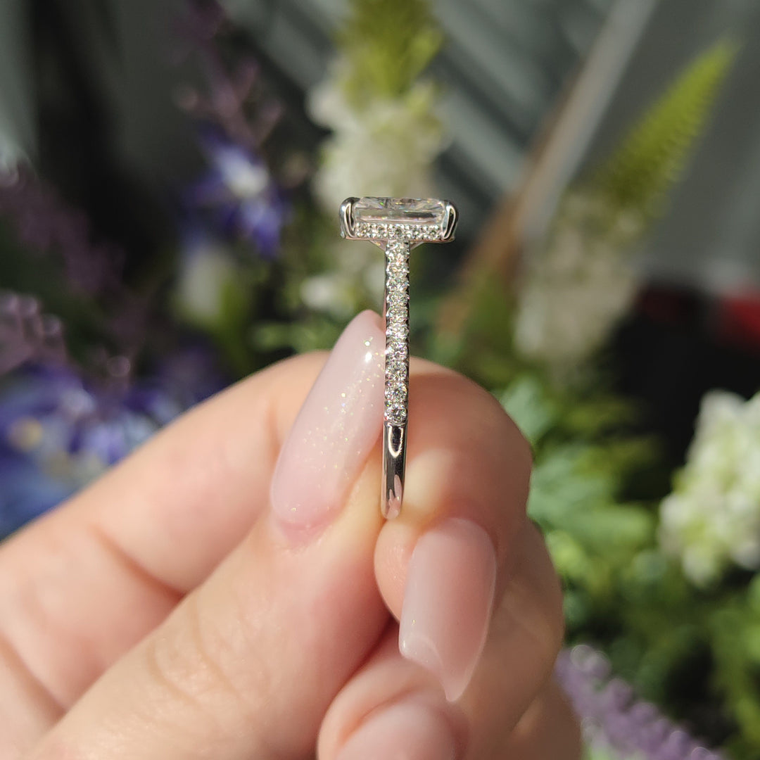 AGIDesignShop Doris Radiant/Emerald  Moissanite Engagement Ring