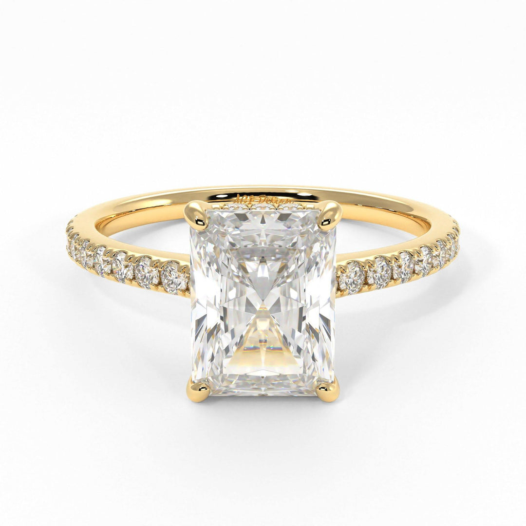 AGIDesignShop Doris Radiant/Emerald  Moissanite Engagement Ring
