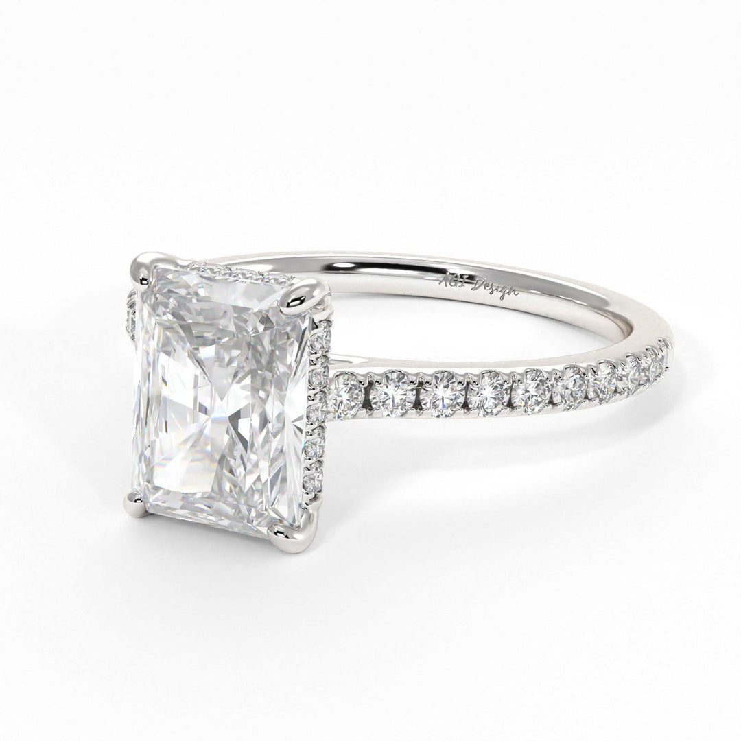 AGIDesignShop Doris Radiant/Emerald  Moissanite Engagement Ring