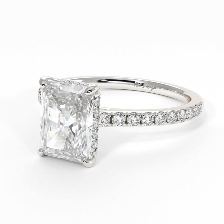 AGIDesignShop Doris Radiant/Emerald  Moissanite Engagement Ring