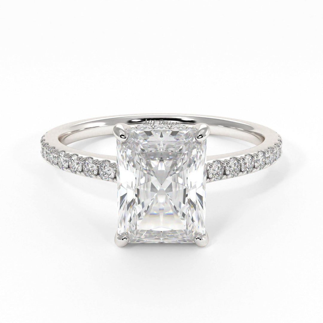 AGIDesignShop Doris Radiant/Emerald  Moissanite Engagement Ring