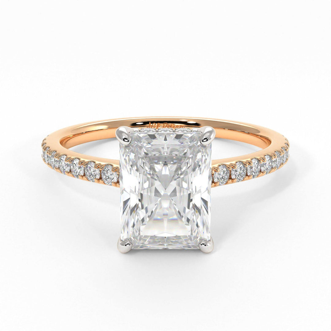 AGIDesignShop Doris Radiant/Emerald  Moissanite Engagement Ring