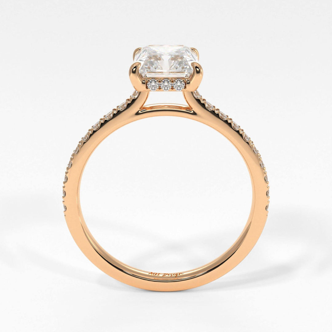 AGIDesignShop Doris Radiant/Emerald  Moissanite Engagement Ring