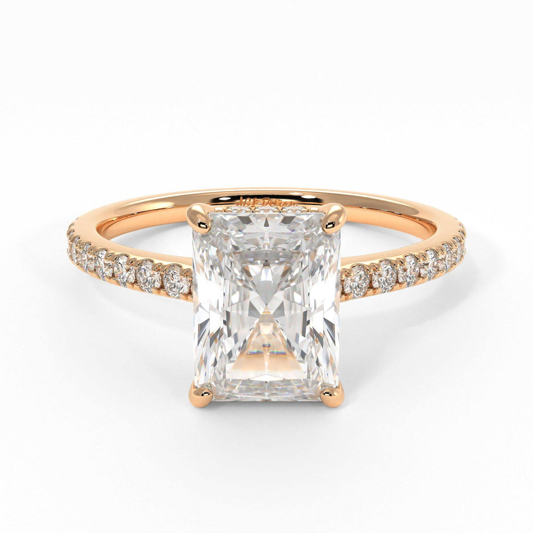 AGIDesignShop Doris Radiant/Emerald  Moissanite Engagement Ring