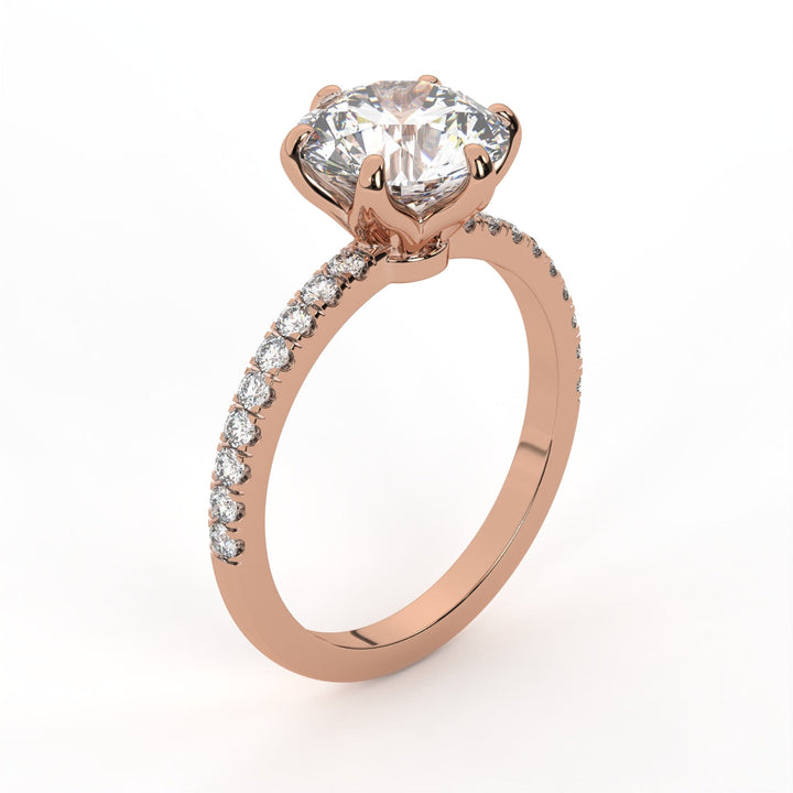 AGIDesignShop Ella Round Moissanite Tulip Engagement Ring