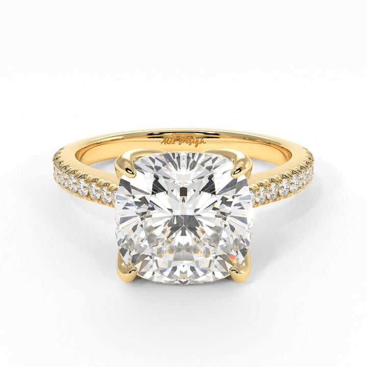 AGI Design Elsa Cushion Cut Moissanite Tulip Engagement Ring