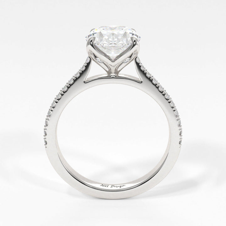 AGI Design Elsa Oval Moissanite Tulip Engagement Ring