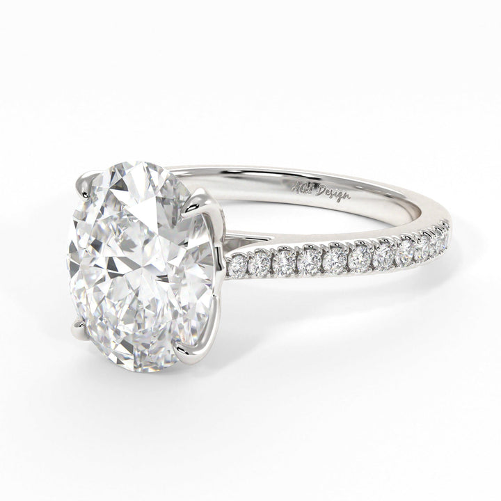 AGI Design Elsa Oval Moissanite Tulip Engagement Ring