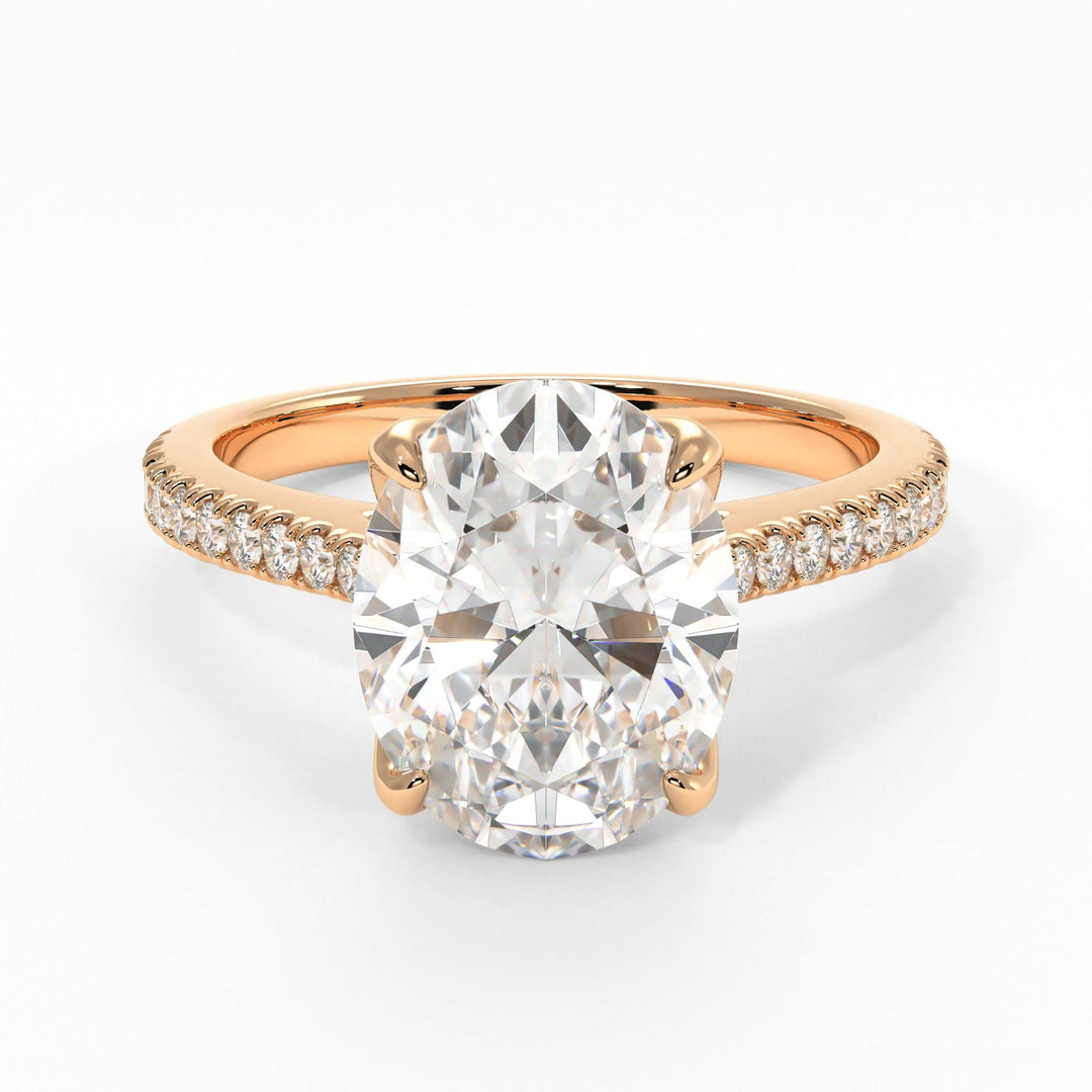 AGI Design Elsa Oval Moissanite Tulip Engagement Ring