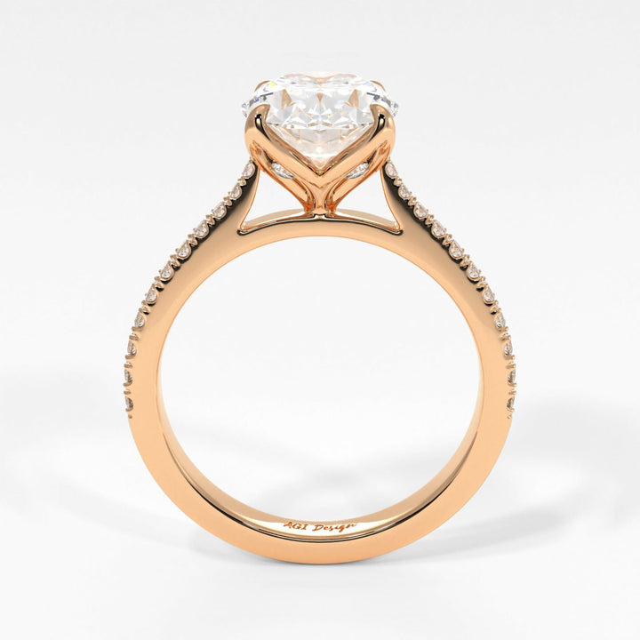 AGI Design Elsa Oval Moissanite Tulip Engagement Ring