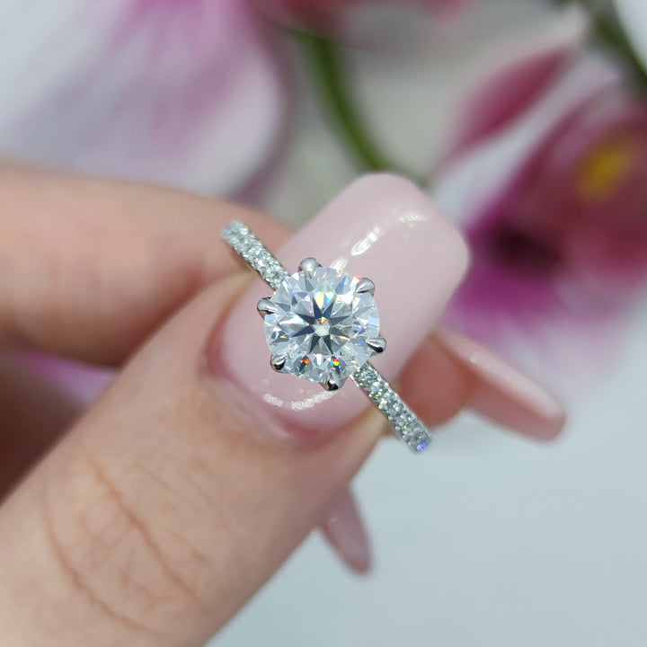 AGIDesignShop Elsa Round Moissanite Tulip Engagement Ring