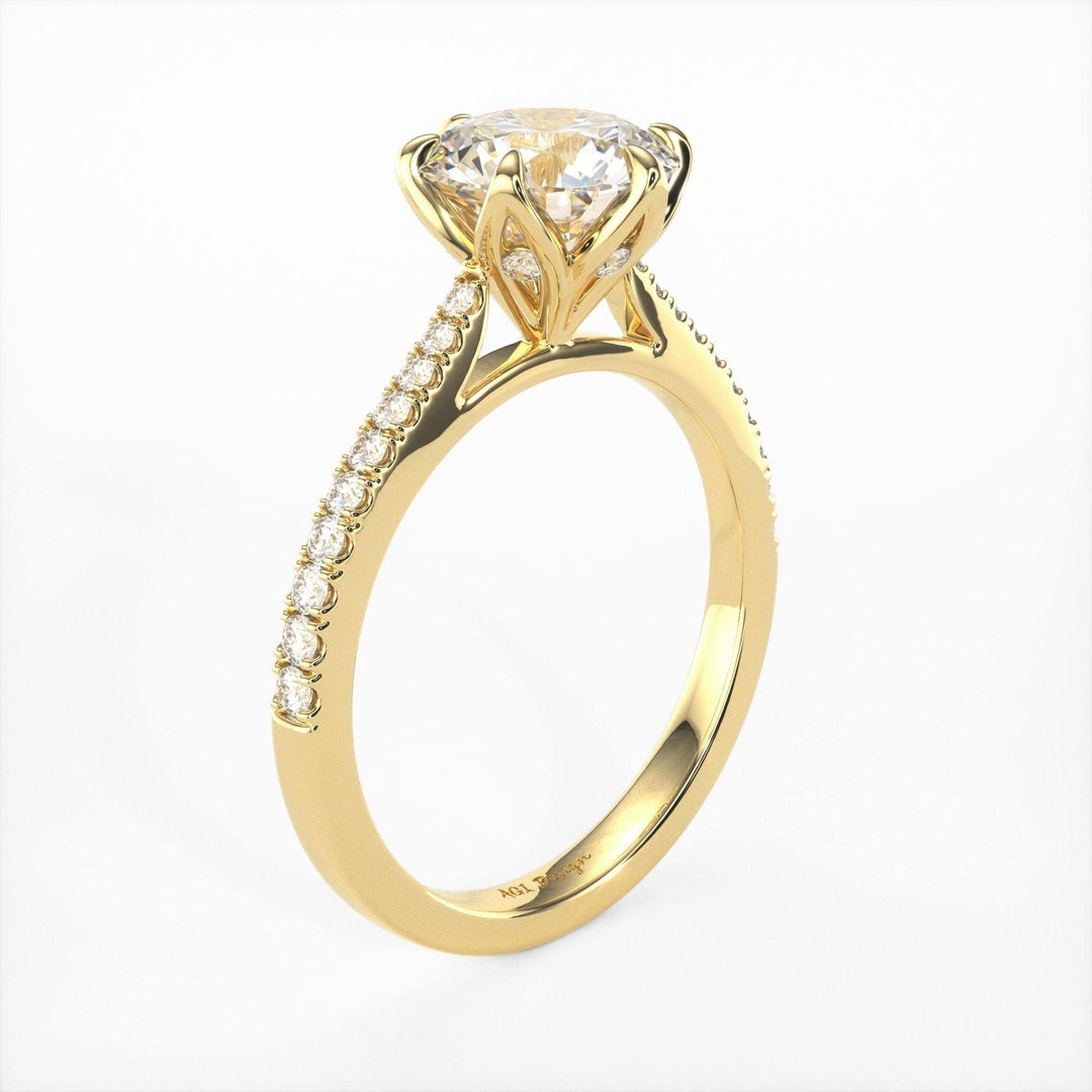 AGIDesignShop Elsa Round Moissanite Tulip Engagement Ring