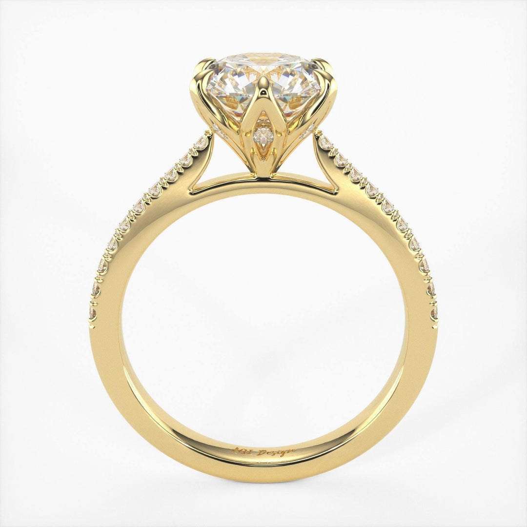 AGIDesignShop Elsa Round Moissanite Tulip Engagement Ring
