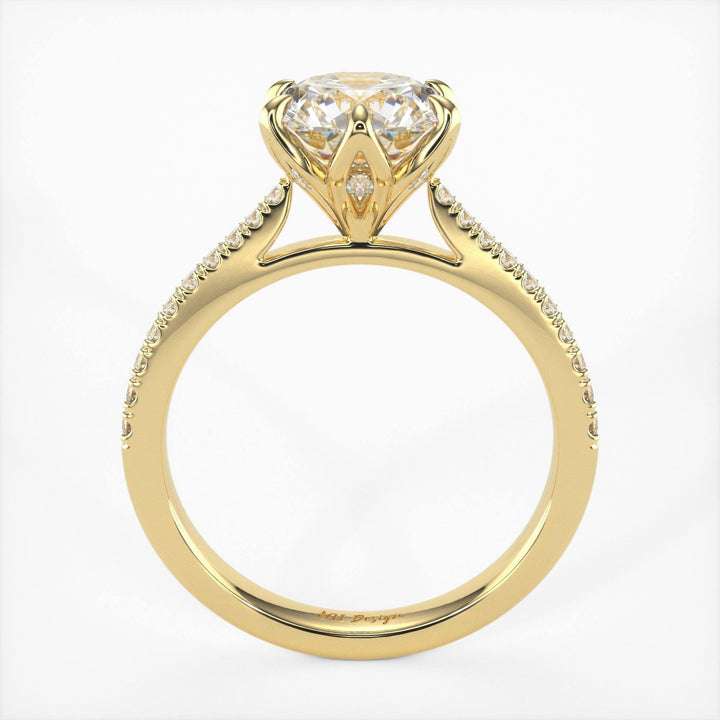 AGIDesignShop Elsa Round Moissanite Tulip Engagement Ring