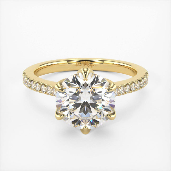 AGIDesignShop Elsa Round Moissanite Tulip Engagement Ring