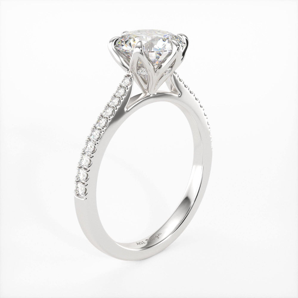 AGIDesignShop Elsa Round Moissanite Tulip Engagement Ring