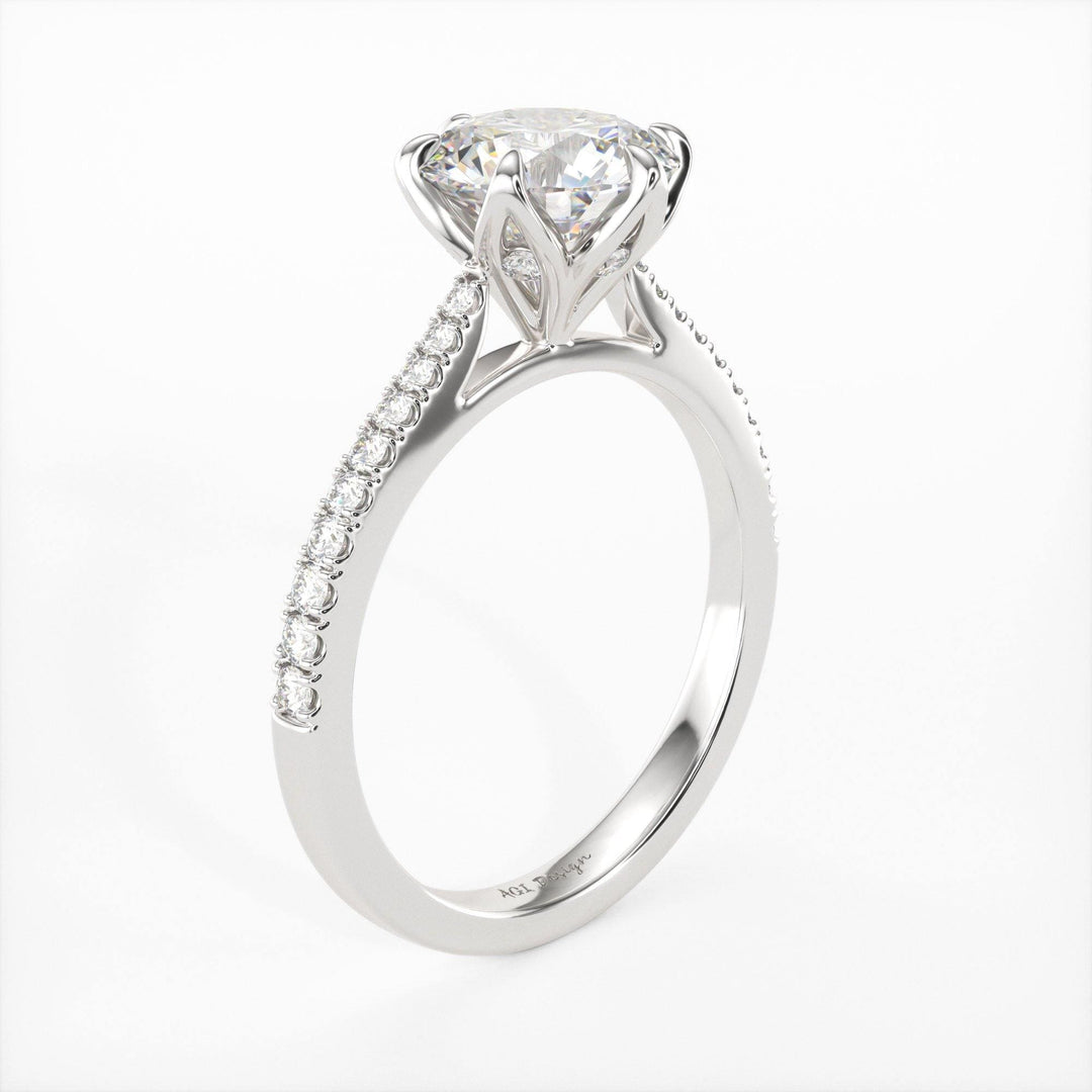 AGIDesignShop Elsa Round Moissanite Tulip Engagement Ring