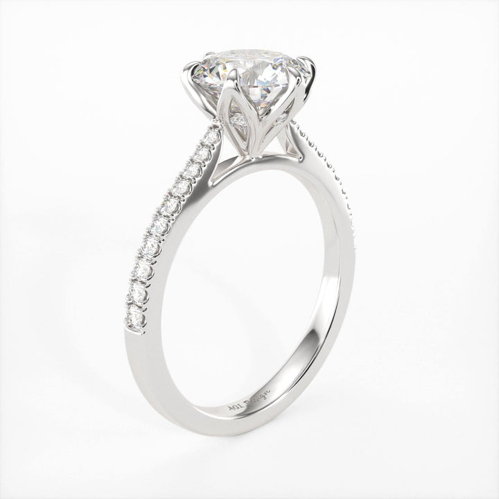 AGIDesignShop Elsa Round Moissanite Tulip Engagement Ring