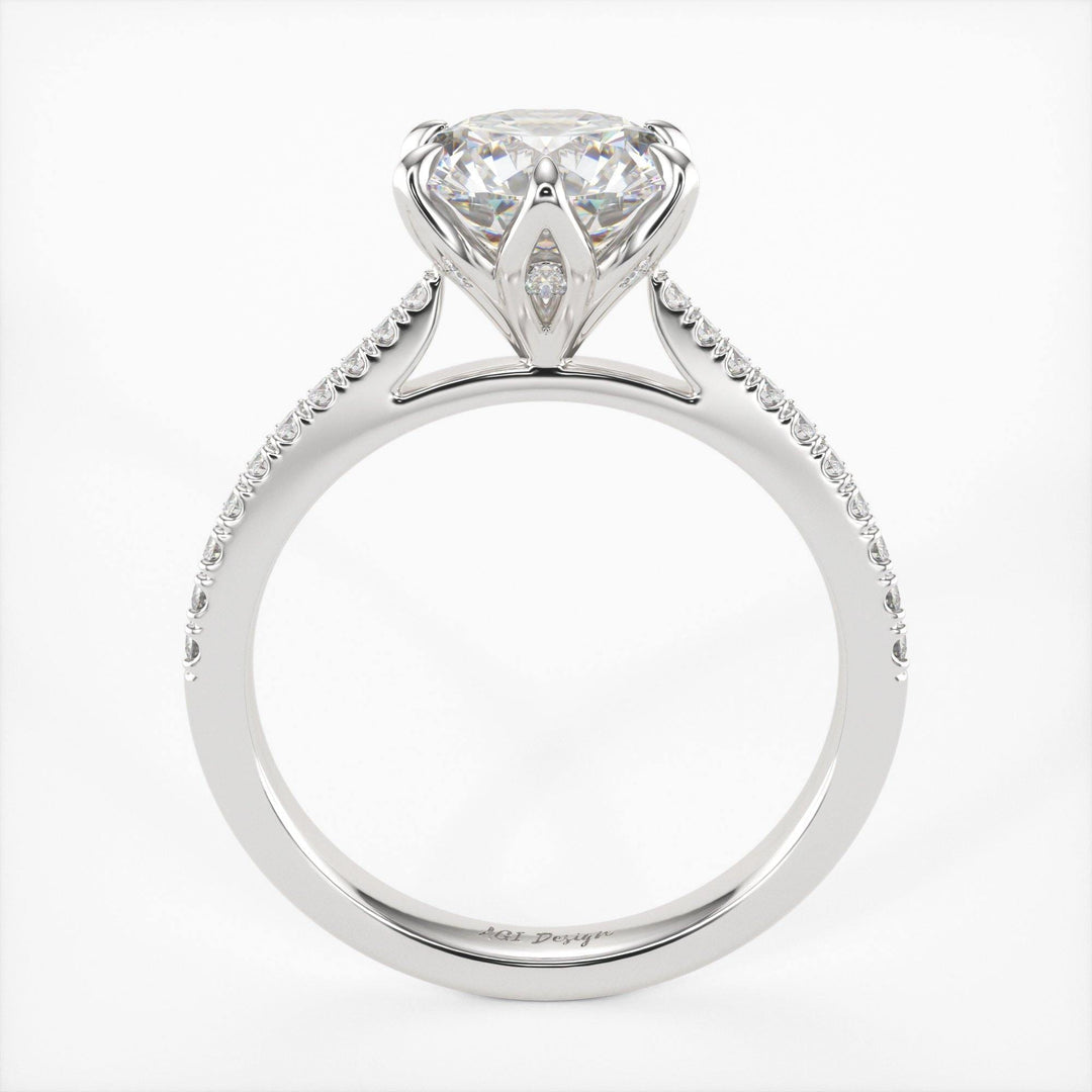 AGIDesignShop Elsa Round Moissanite Tulip Engagement Ring