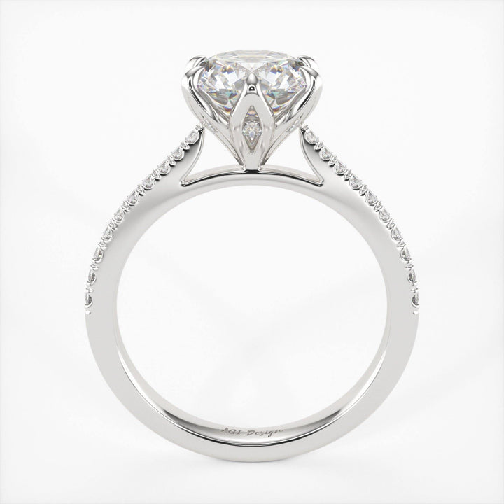 AGIDesignShop Elsa Round Moissanite Tulip Engagement Ring