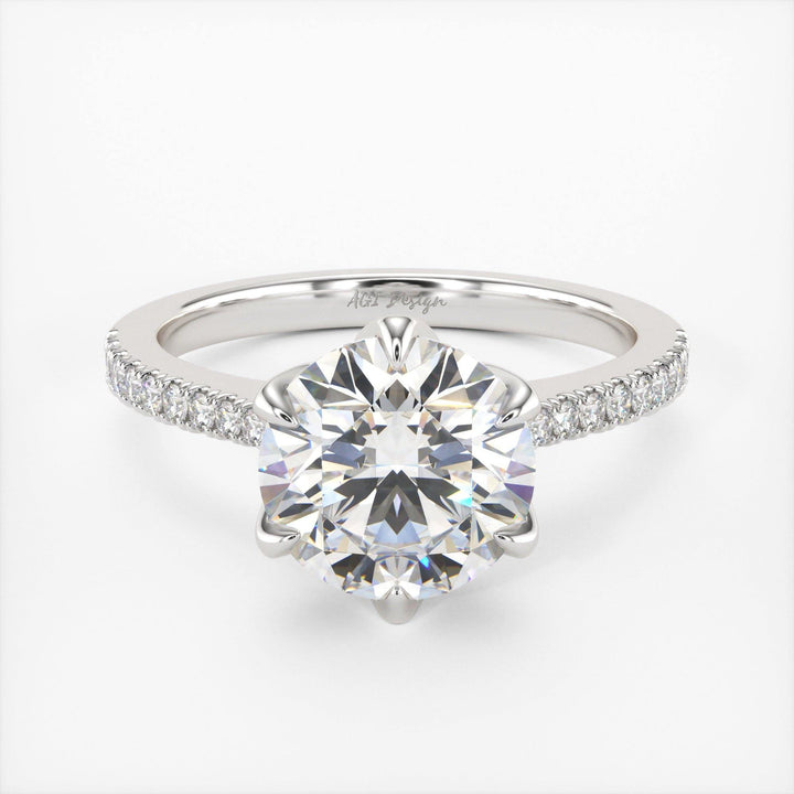 AGIDesignShop Elsa Round Moissanite Tulip Engagement Ring