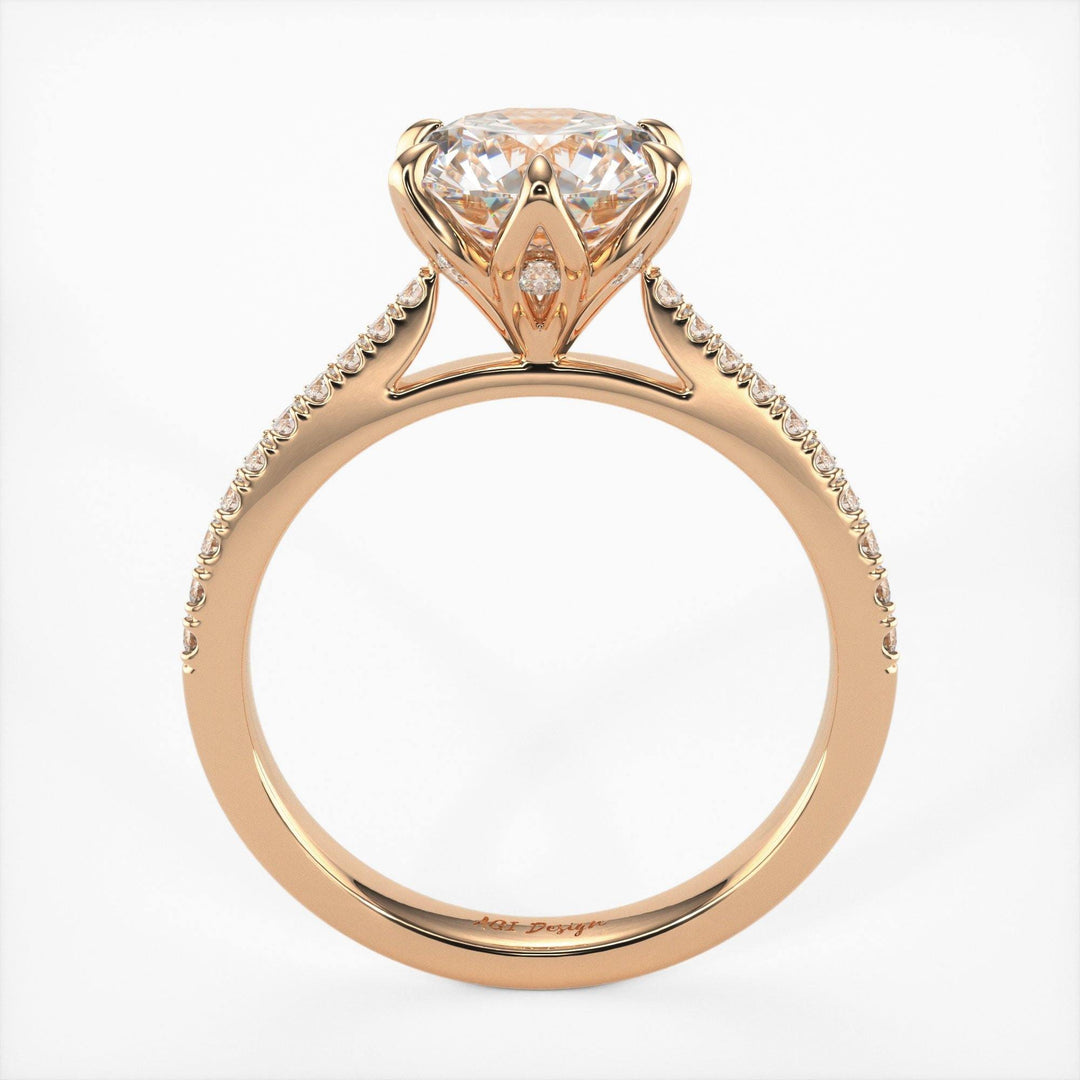 AGIDesignShop Elsa Round Moissanite Tulip Engagement Ring