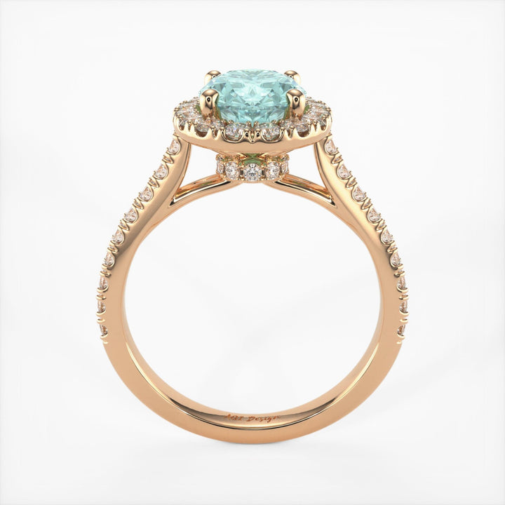 AGI Design Emory Oval Aqua-Teal Moissanite Engagement Ring