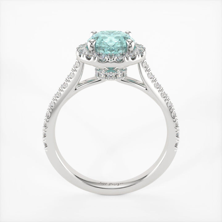 AGI Design Emory Oval Aqua-Teal Moissanite Engagement Ring
