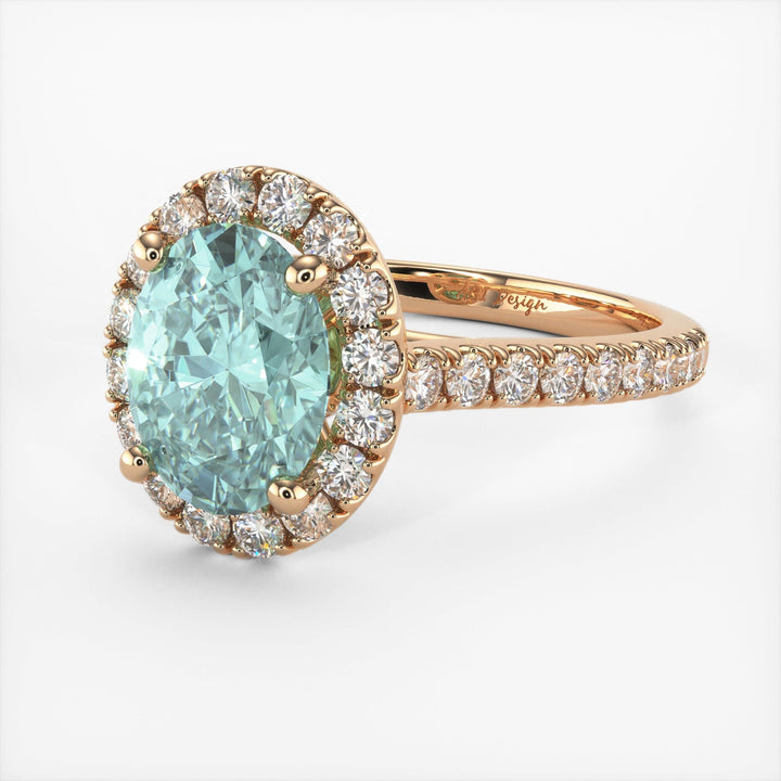 AGI Design Emory Oval Aqua-Teal Moissanite Engagement Ring