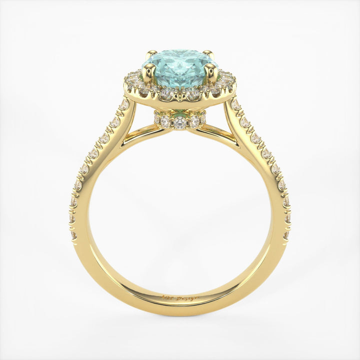 AGI Design Emory Oval Aqua-Teal Moissanite Engagement Ring