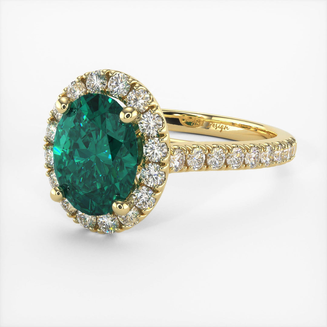 AGI Design Emory Oval Green Moissanite Engagement Ring