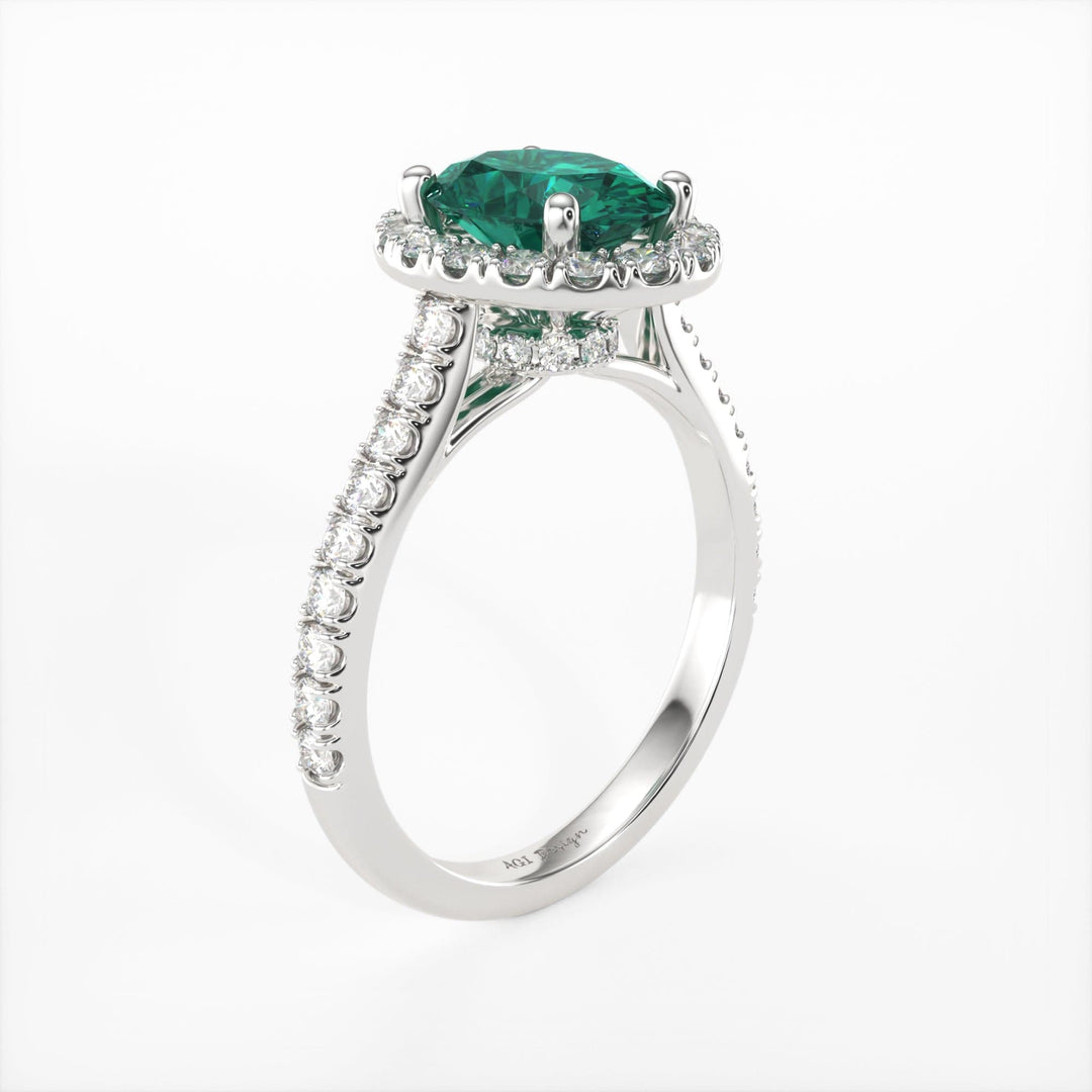 AGI Design Emory Oval Green Moissanite Engagement Ring