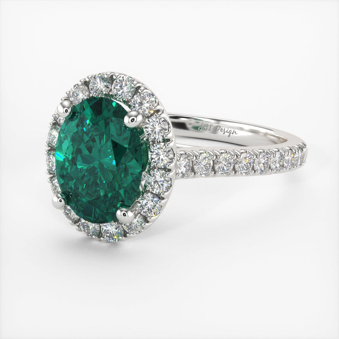 AGI Design Emory Oval Green Moissanite Engagement Ring