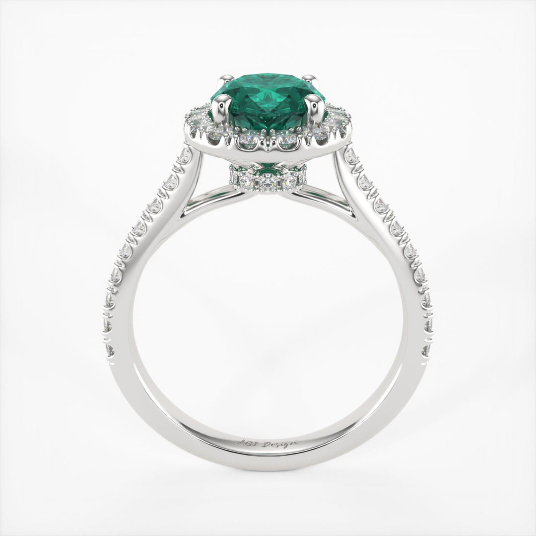 AGI Design Emory Oval Green Moissanite Engagement Ring