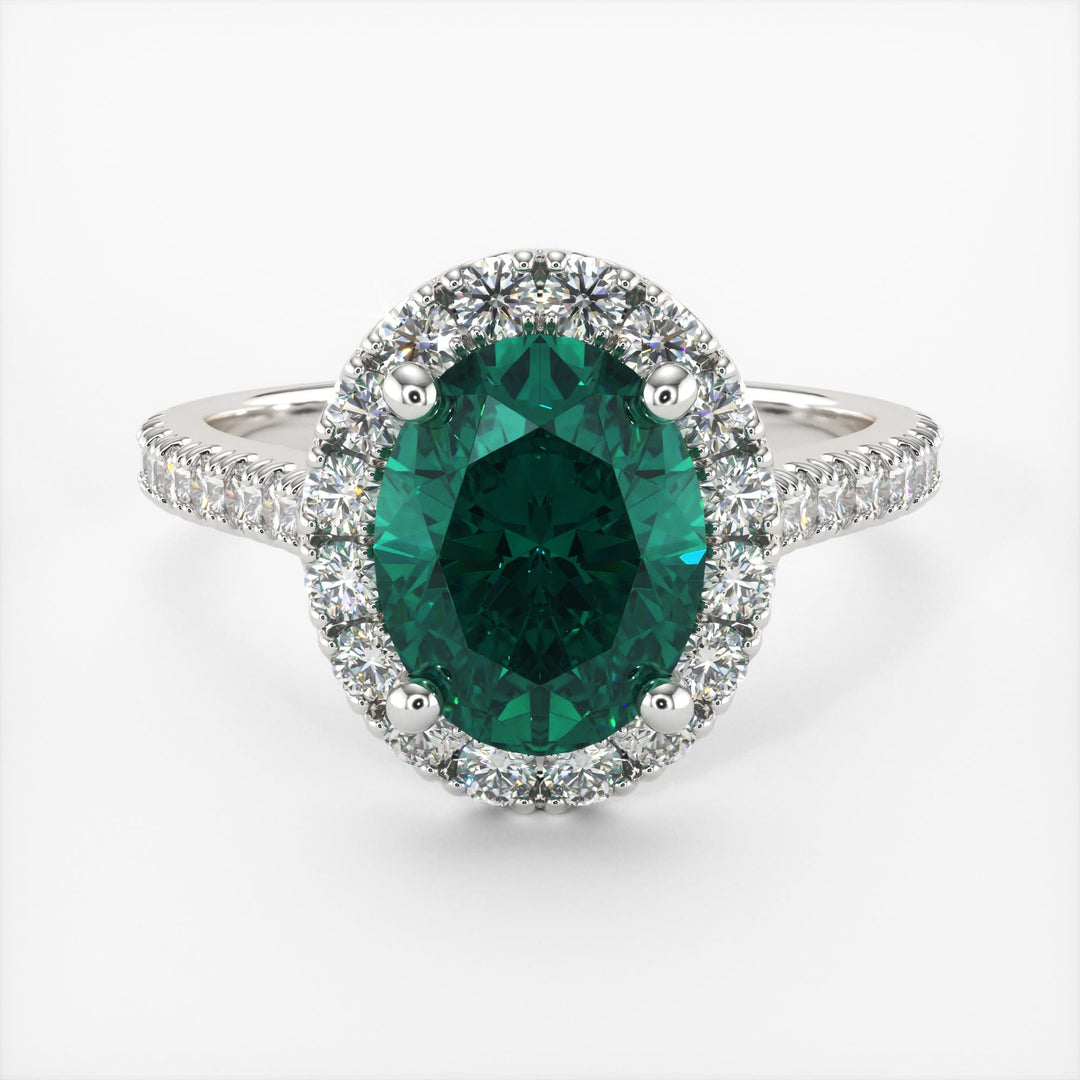 AGI Design Emory Oval Green Moissanite Engagement Ring