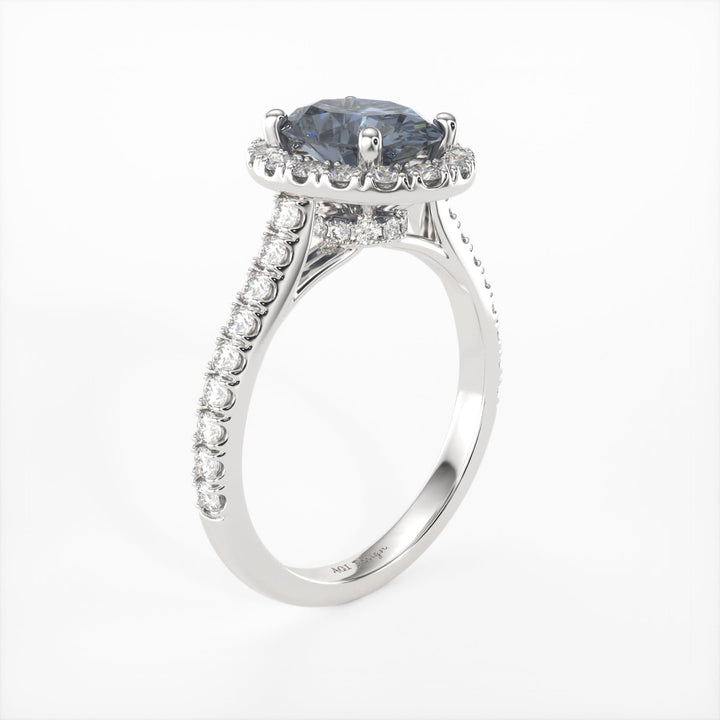 AGI Design Emory Oval Grey Moissanite Engagement Ring