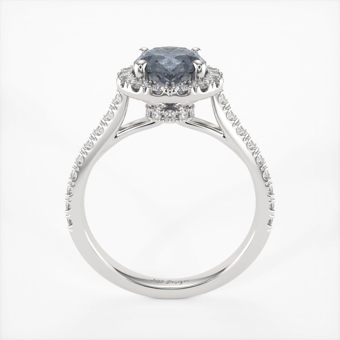 AGI Design Emory Oval Grey Moissanite Engagement Ring