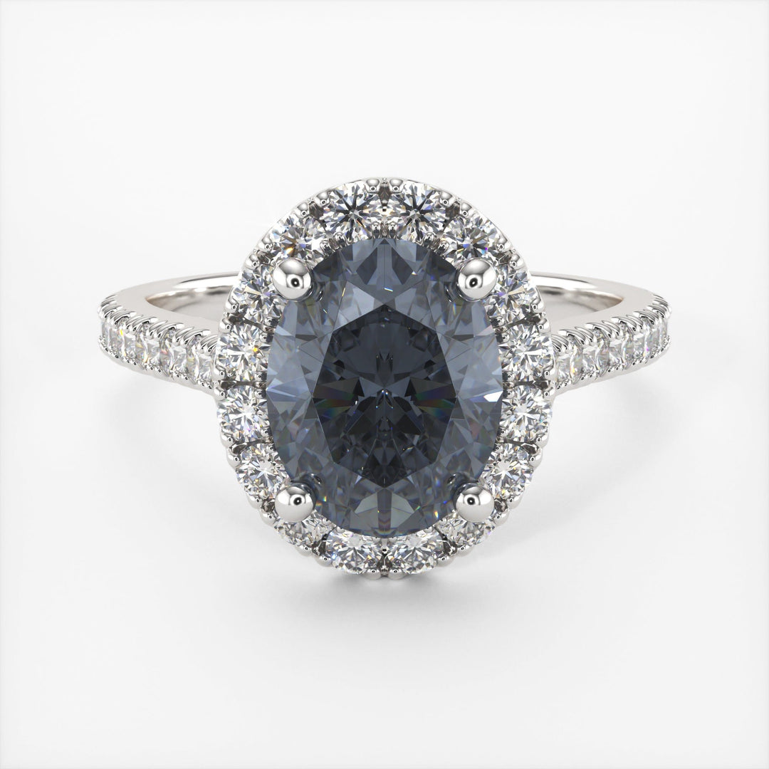 AGI Design Emory Oval Grey Moissanite Engagement Ring