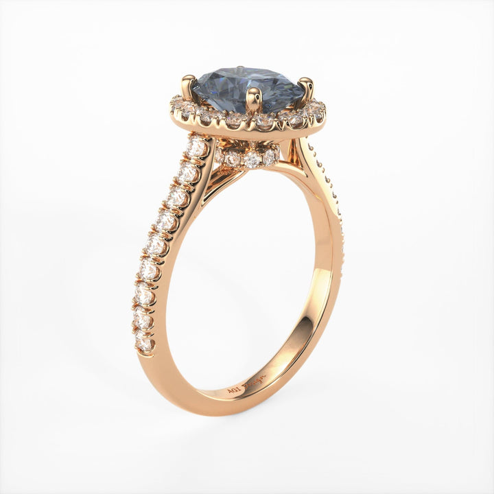 AGI Design Emory Oval Grey Moissanite Engagement Ring